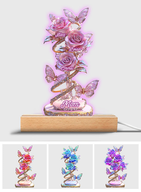 My Garden Gift For Mom, Grandma - Personalized Mother Shaped Plaque Light Base