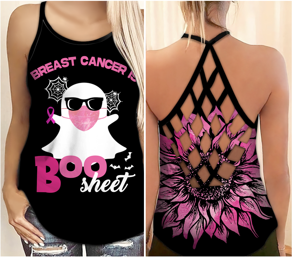 Breast Cancer Is Boo Sheet - Breast Cancer Awareness Cross Tank Top 0722