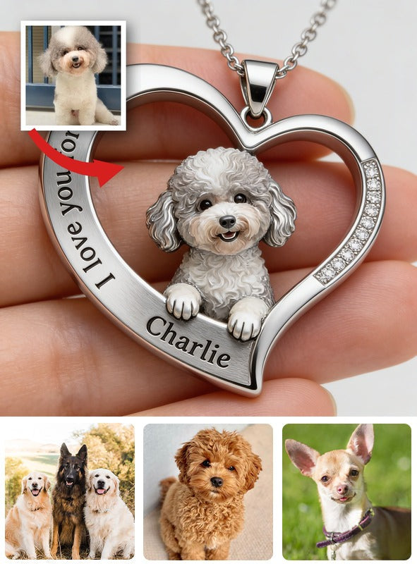 Custom From Any Photo - Personalized Fluffy Poodle Shaped Metal Pendant Necklace