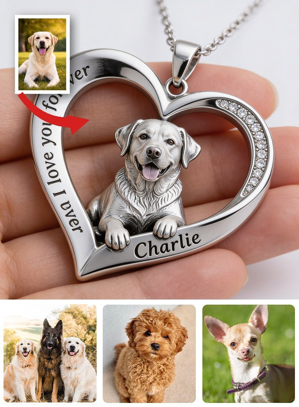 Custom From Any Photo - Personalized Silver Labrador Retriever Metal Pendant Necklace