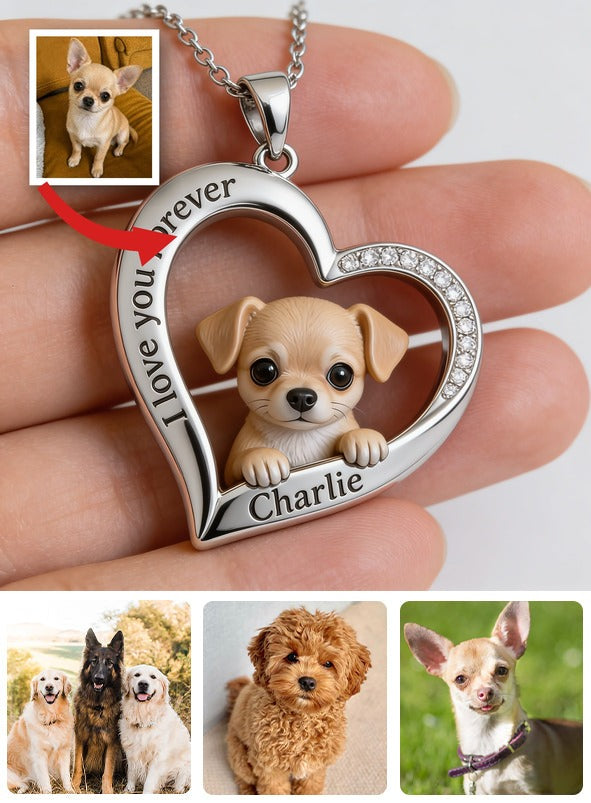Custom From Any Photo - Personalized Tiny Chihuahua Puppy Shaped Metal Pendant Necklace