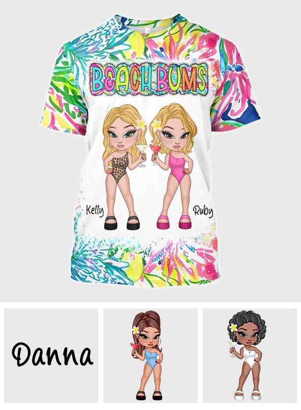 Beach Bum Besties - Personalized Sea Lover All Over Shirt