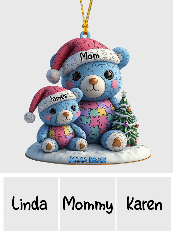 Mama Bear Christmas - Personalized Autism Awareness Ornament