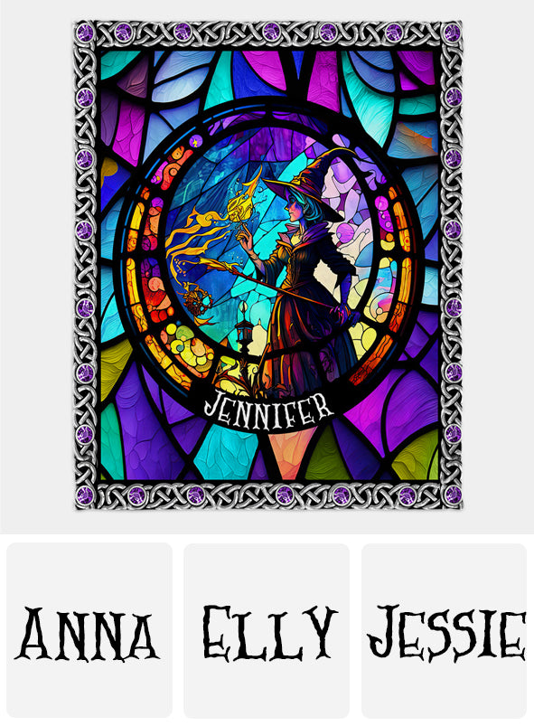 Mystical Witch Purple Stained Glass - Personalized Witch Blanket