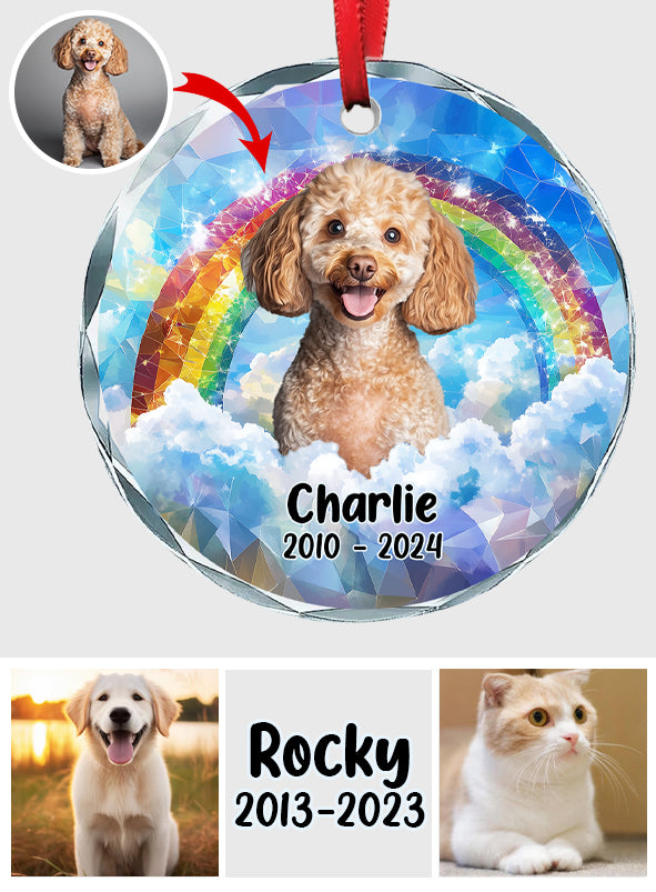 Forever In My Heart - Personalized Dog Round Shaped Glass Ornament
