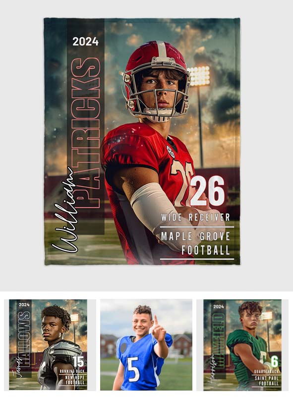 Any Photo, Name, School... - Personalized Football Blanket