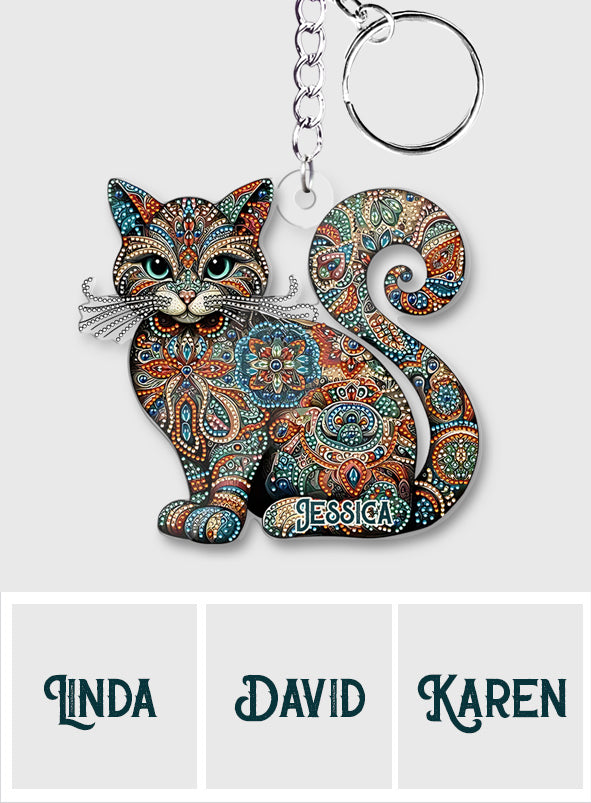 Beautiful Cat - Personalized Cat Custom Shaped Keychain