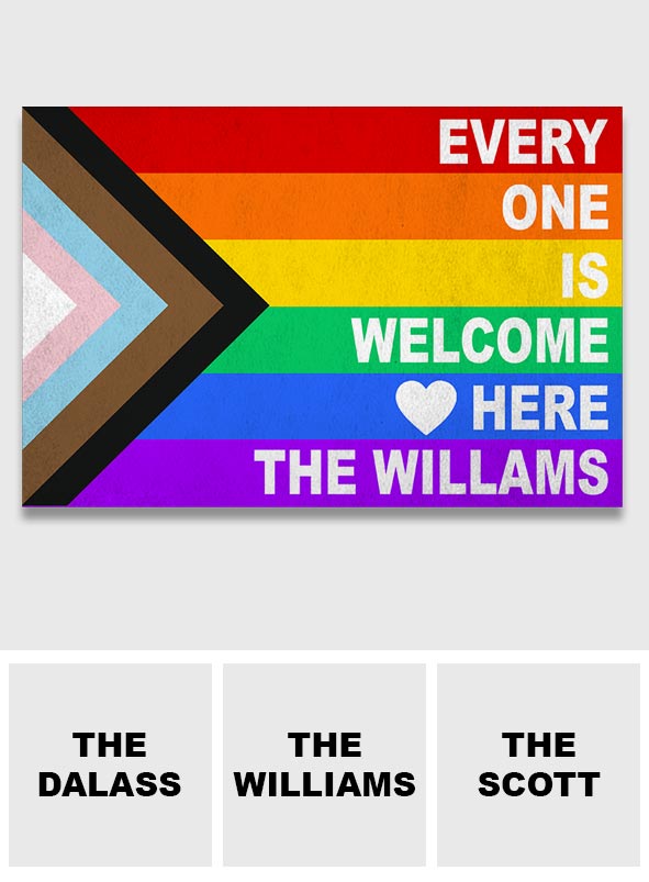 Everyone is Welcome Here - Personalized LGBT Support Doormat