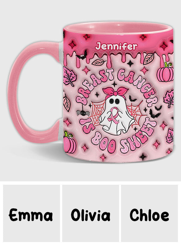 Breast Cancer Is Boo Sheet - Personalized Breast Cancer Awareness Accent Mug