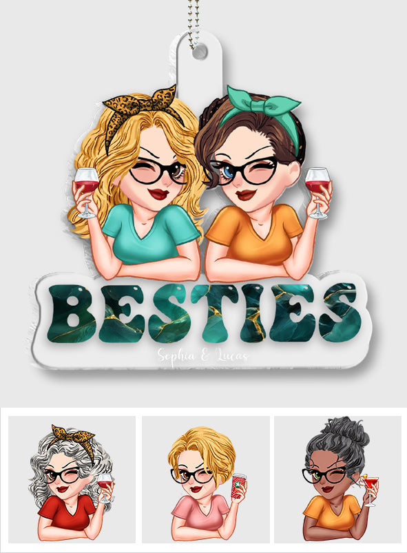 Besties Forever - Personalized Bestie Custom Shaped Car Ornament