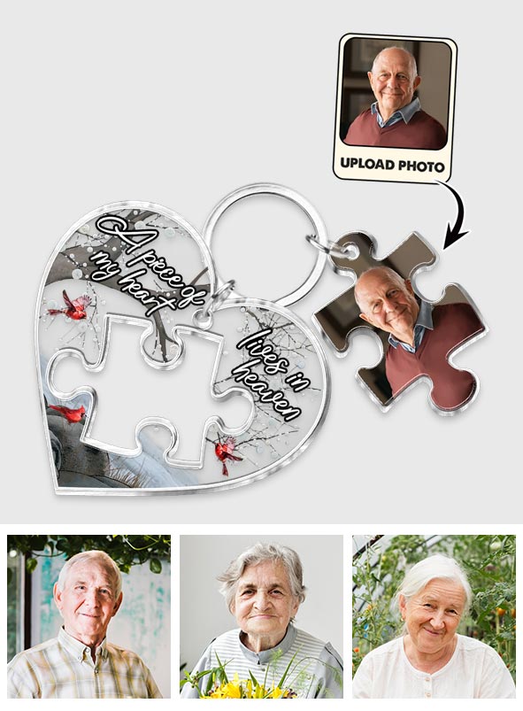 A Piece Of My Heart Lives In Heaven - Personalized Memorial Keychain with Charms