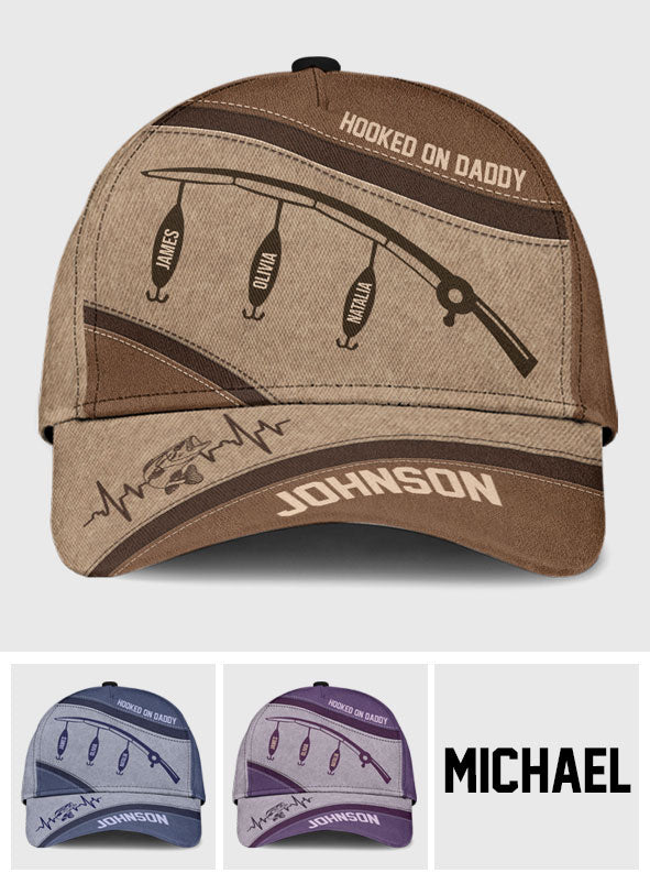 Hooked On Dad - Personalized Father Classic Cap
