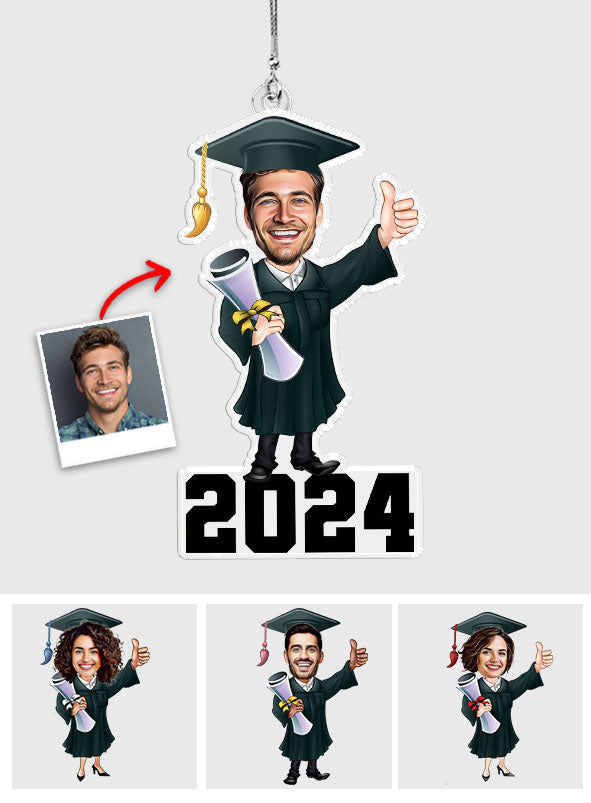 Funny Graduation Caricature - Personalized Graduation Custom Shaped Car Ornament