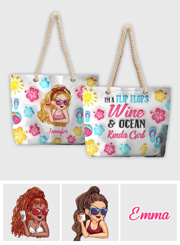 I'm A Flip Flop & Ocean Kinda Girl - Personalized Sea Lover Beach Bag