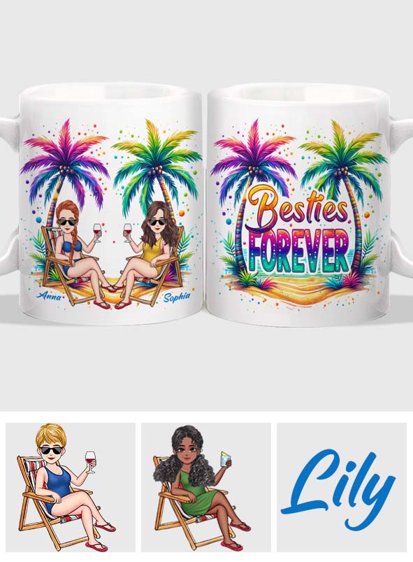 Besties Forever Summer Vibes - Personalized Sea Lover Mug