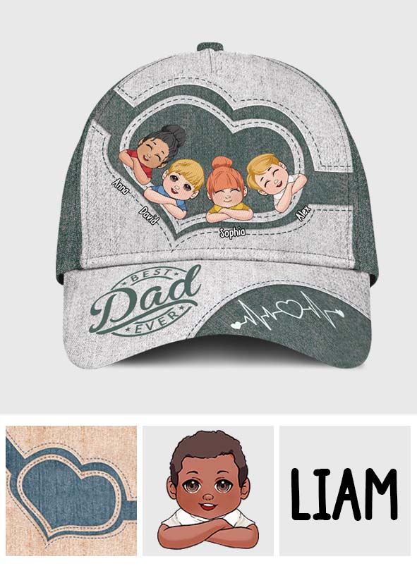 Dad's Heart Best Dad Ever - Personalized Father Classic Cap
