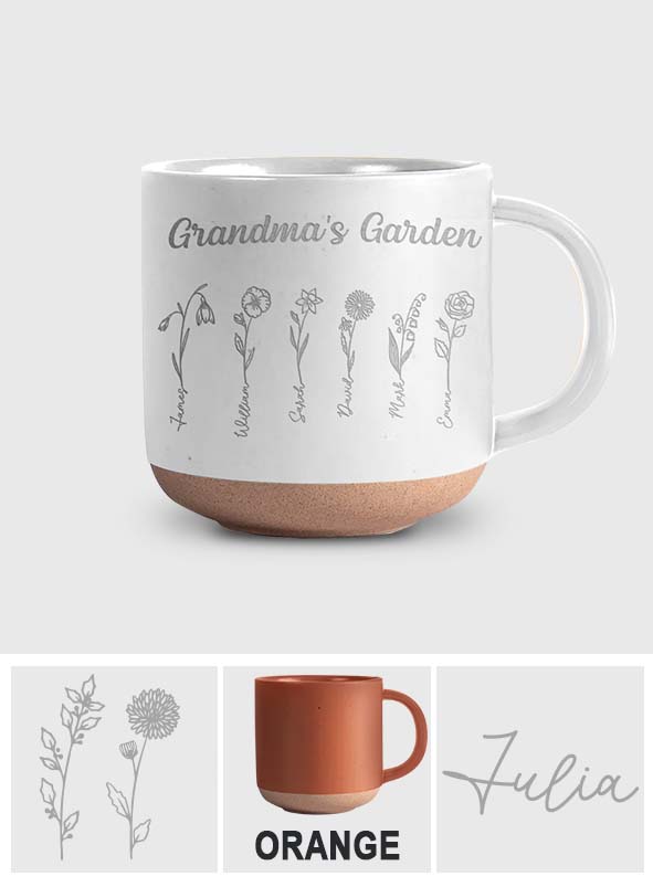 Grandma's Garden - Personalized Grandma Engraved Pottery Mug