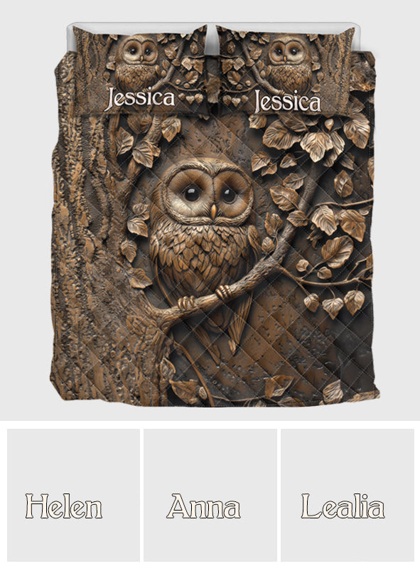 Stunning Owl - Personalized Owl Quilt Set