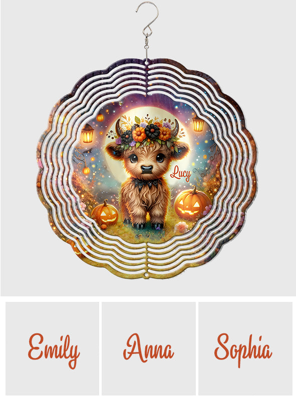 Halloween Highland Cow - Personalized Wind Spinner