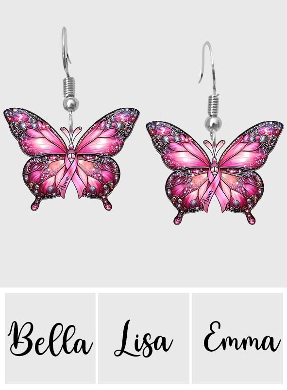 Breast Cancer Warrior - Personalized Breast Cancer Awareness Earrings