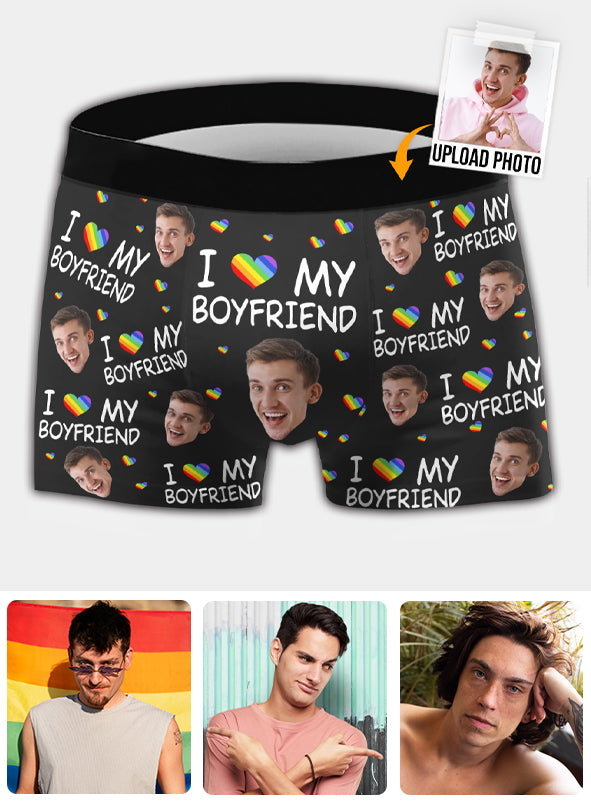 I Love My Boyfriend - Personalized LGBT Support Men’s Boxer Briefs
