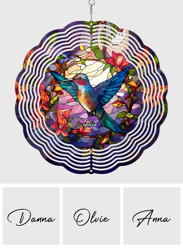 Stained Glass Hummingbird - Personalized Hummingbird Wind Spinner