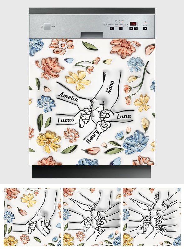 Floral Inflated Hands Holding - Personalized Grandma Dishwasher Cover