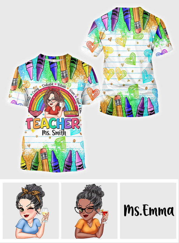 Teacher Classroom Rainbow - Personalized Teacher All Over Shirt