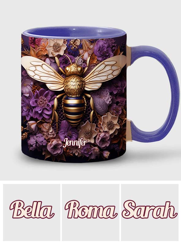 Bee Happy Golden Bee - Personalized Bee Accent Mug