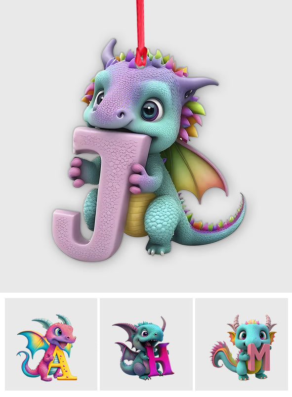 Cute Dragon Letter Ornament - Personalized Dragon Ornament