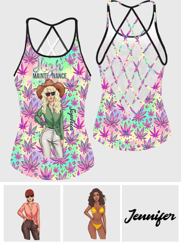 High Maintenance - Personalized Weed Cross Tank Top