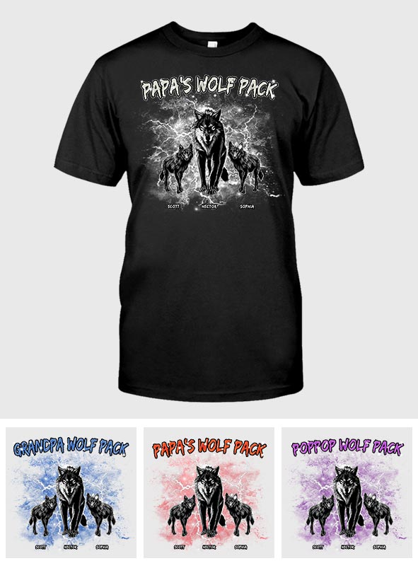 Papa's Wolf Pack Thunder Bootleg - Personalized Father T-shirt And Hoodie