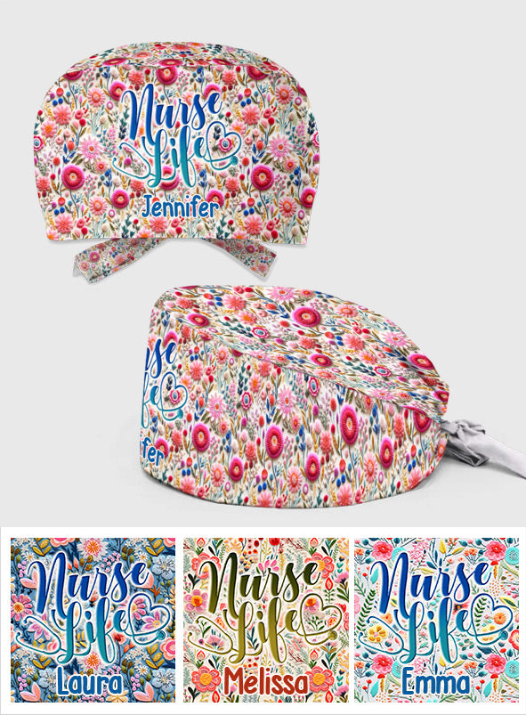 Nurse Life Floral Style - Personalized Nurse Scrub Cap