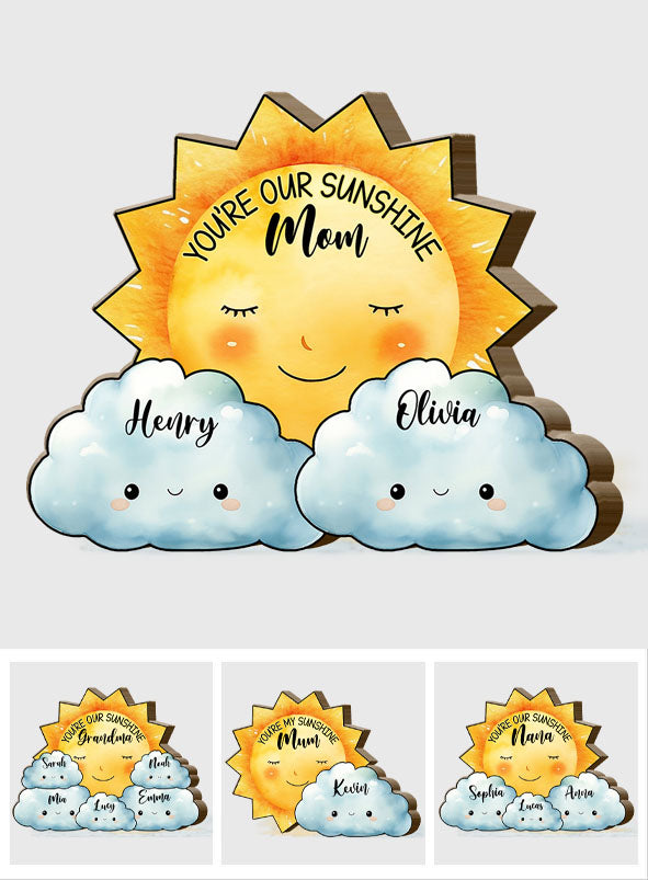 Mom You Are My Sunshine Sun And Clouds - Personalized Mother Shaped Wooden Puzzle