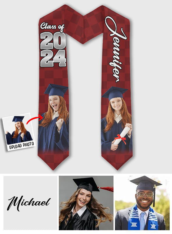 Photo Custom Graduation Stole Sash - Personalized Graduation Graduation Stole