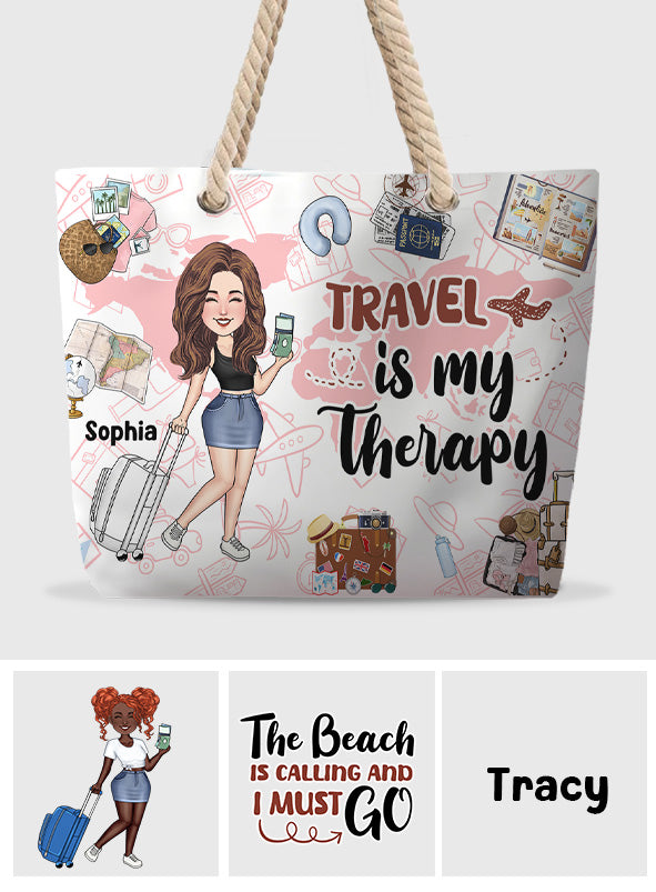 Travel Is My Therapy - Personalized Travelling Beach Bag