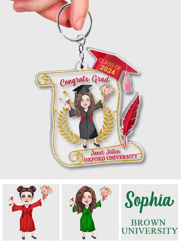 Congratulation Grad - Personalized Graduation Transparent Keychain