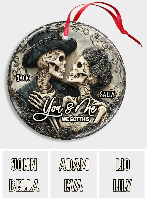 You & Me - Personalized Skull Ceramic Circle Ornament