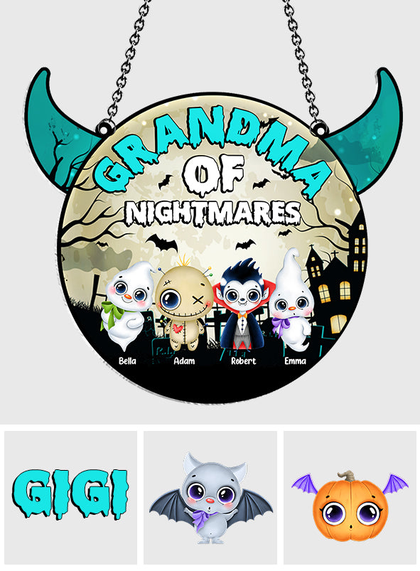 Grandma Of Little Nightmares - Personalized Grandma Window Hanging Suncatcher Ornament