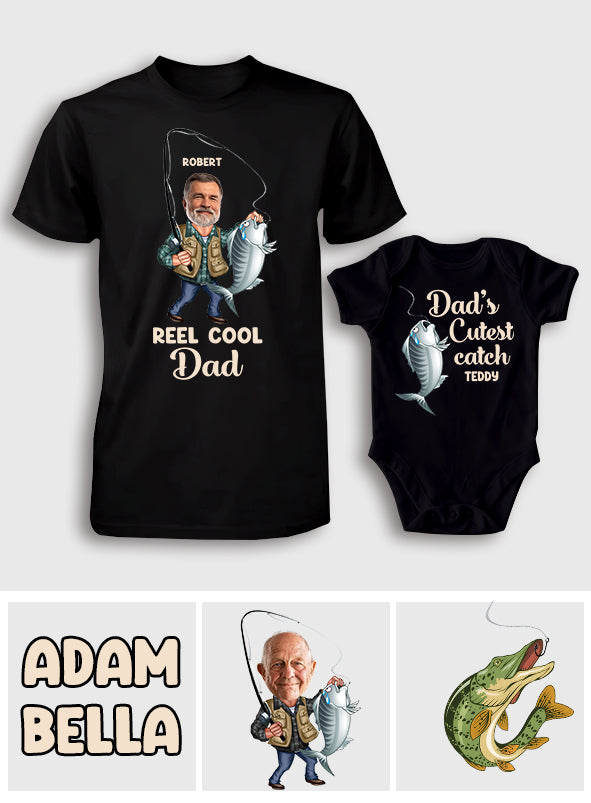 Reel Cool Dad - Personalized Fishing T-shirt And Baby Onesie