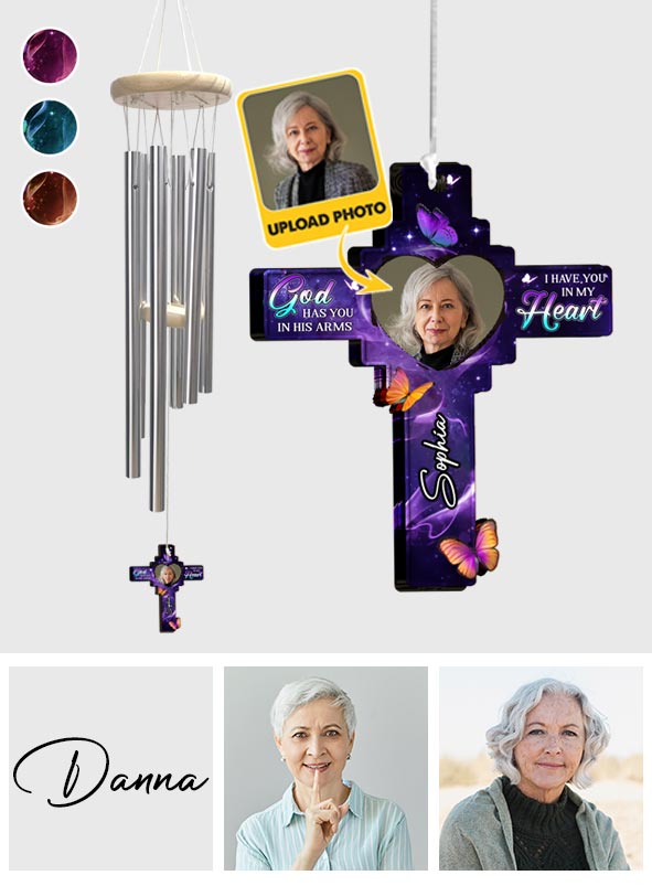 God Has You In His Arm, I Have You In My Heart - Personalized Memorial Wind Chime