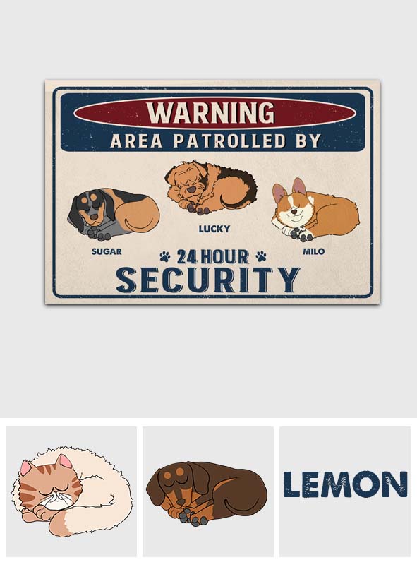 24 Hour Security - Personalized Dog Doormat