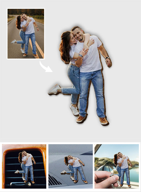 I Love You To The Moon And Back - Personalized Couple Shaped Car Visor Clip