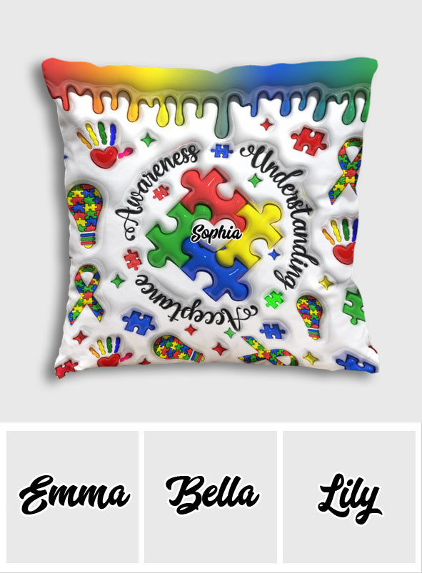 Autism Awareness - Personalized Autism Awareness Throw Pillow