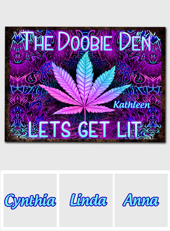 Doobie Den Lets Light Up - Personalized Weed Rectangle Metal Sign