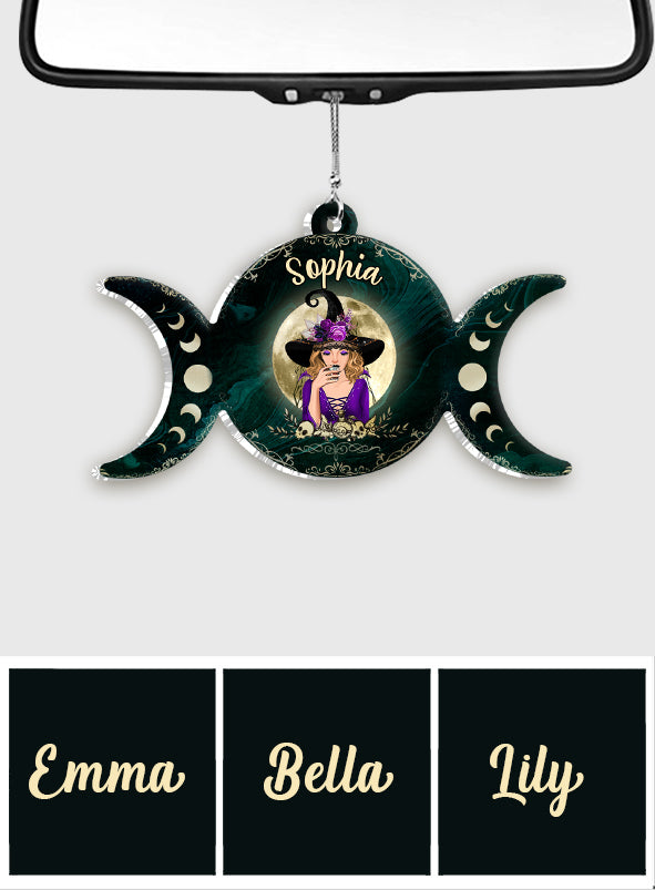 Triple Moon - Personalized Witch Car Ornament