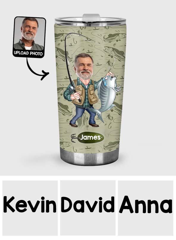 Funny Caricature Face - Personalized Fishing Tumbler