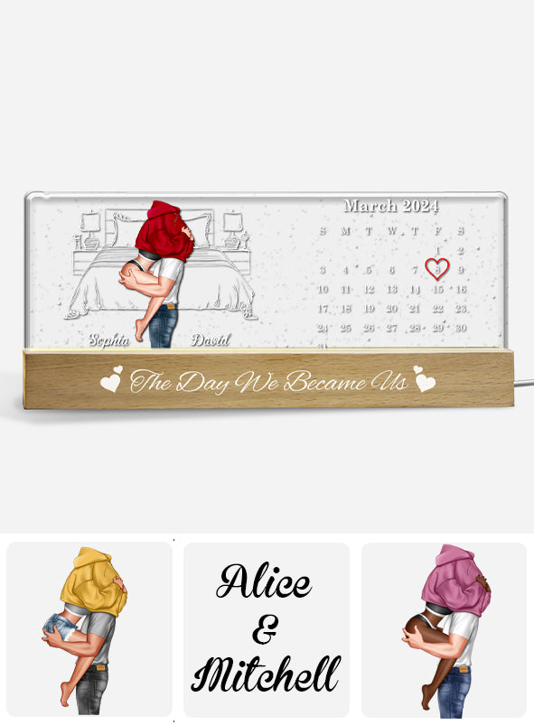 The Day We Became Us - Personalized Couple Custom LED Night Light