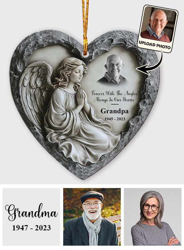 Forever With The Angles, Always In Our Hearts - Personalized Memorial Ornament