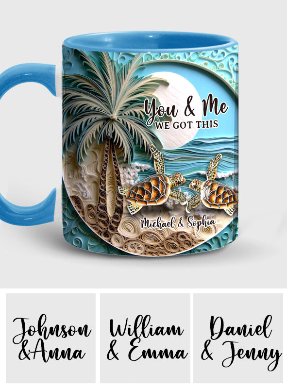 Beach Scene Turle Couple - Personalized Turtle Accent Mug
